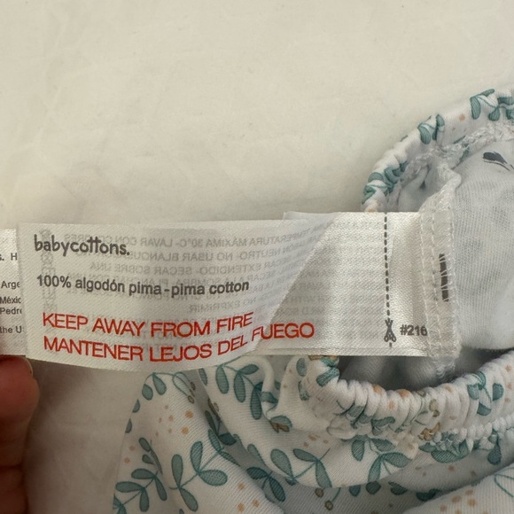 Babycottons Floral Baby Pajama Set - White, Green, Yellow - Picture 3 of 7